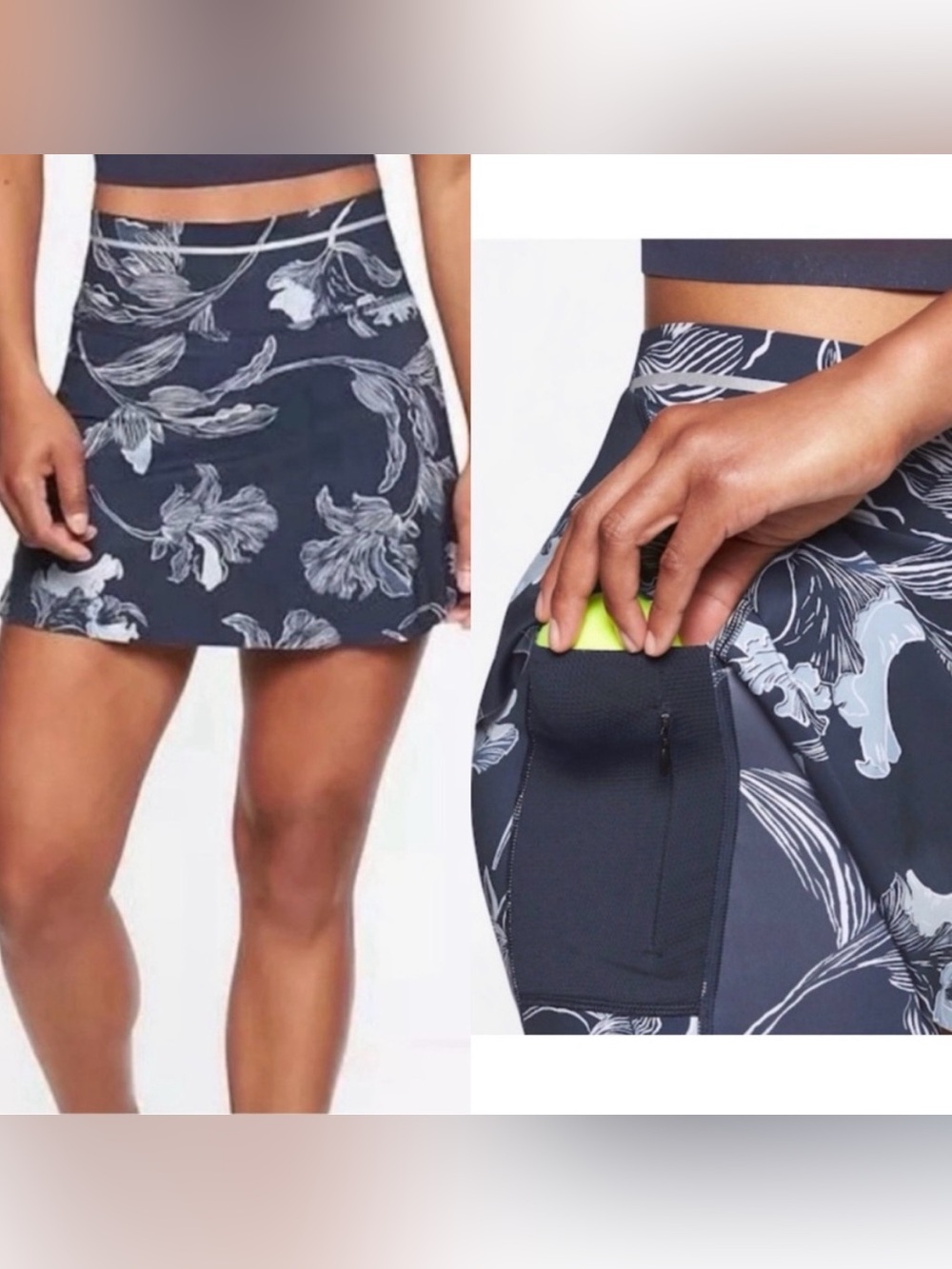 Athleta High Waisted Floral Sonic Skort Tennis Golf Size MT Athletic Sporty